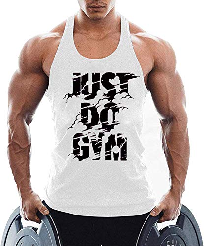 TX Apparel Herren Tanktop Fitness Stringer JUST DO Gym Ärmellos Weste Gym Shirt Muskelshirt -WT-L von TX Apparel