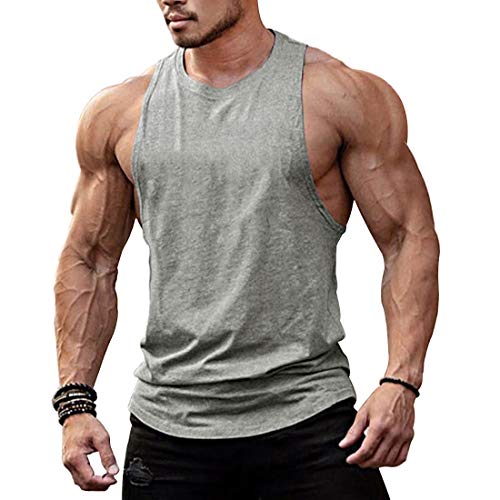 TX Apparel Herren Tanktop Fitness Stringer Low Cut Off Ärmellos Weste Bodybuilding T-Shirt Muskelshirt -GY-S von TX Apparel