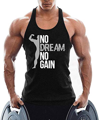 TX Apparel Herren Tanktop NO Dream NO GAIN Gym Stringer Shirt Baumwolle, Schwarz, M von TX Apparel