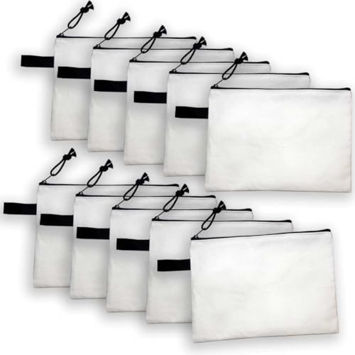 Kosmetiktaschen aus Segeltuch, Mehrzweck-Make-up-Tasche, Basteltaschen (Beige, 10 Stück/24,1 x 17 cm) von TX Pack-es