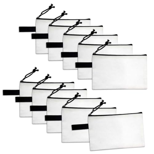 Kosmetiktaschen aus Segeltuch, Mehrzweck-Make-up-Tasche, DIY-Basteltaschen (Beige, 10 Stück/21,1 x 12,7 cm) von TX Pack-es