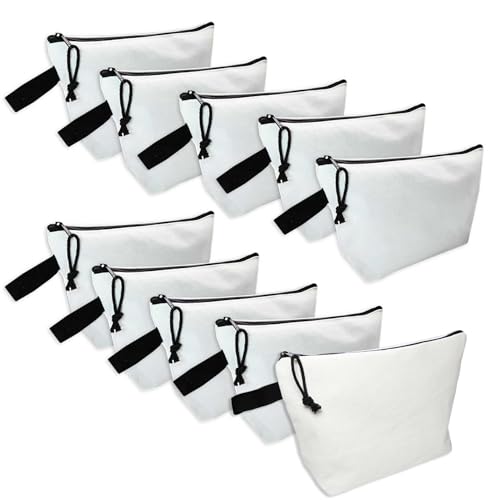 Kosmetiktaschen aus Segeltuch, Mehrzweck-Make-up-Tasche, DIY-Basteltaschen (Beige, 10 Stück/26,9 x 17 x 8,4 cm) von TX Pack-es