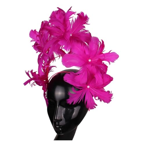 Ausgefallenes Federblumen-Stirnband Fascinator Damenhut Kopfbedeckung Fashion Net Kopfschmuck for elegante Damen Chic Kopfschmuck Anlass(Mix color) von TXLEAPEY