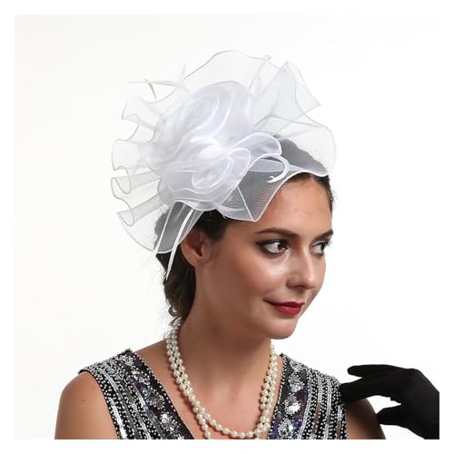 Fascinator-Hüte mit Blumenmuster for Damen, mit Stirnband und Clips, Kopfbedeckung for Cocktail- und Teepartys for Mädchen und Frauen(12 white) von TXLEAPEY