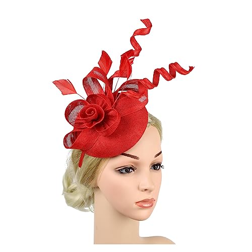 Fascinator-Hut Mit Blumenmuster, Stirnband Mit Clips, Pillbox-Hut, Cocktail-/Teeparty-Kopfbedeckung For Frauen(HA5803-1) von TXLEAPEY
