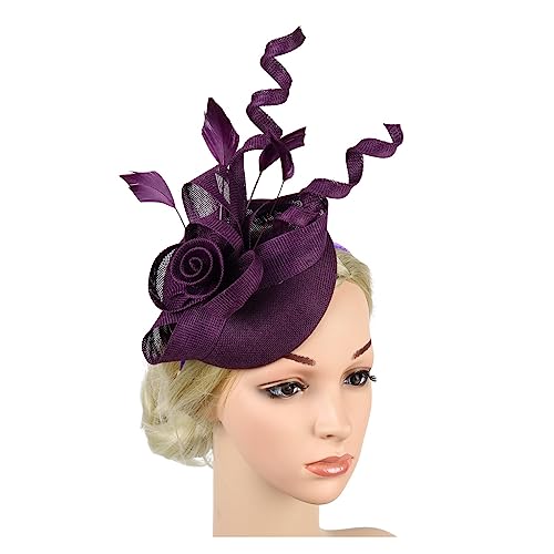 Fascinator-Hut Mit Blumenmuster, Stirnband Mit Clips, Pillbox-Hut, Cocktail-/Teeparty-Kopfbedeckung For Frauen(HA5803-2) von TXLEAPEY