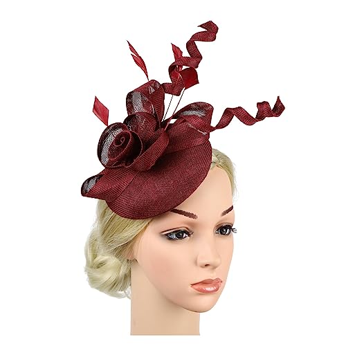 Fascinator-Hut Mit Blumenmuster, Stirnband Mit Clips, Pillbox-Hut, Cocktail-/Teeparty-Kopfbedeckung For Frauen(HA5803-8) von TXLEAPEY