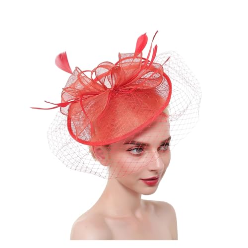 Fascinator-Hut mit Blumenmuster, Damen-Stirnband mit Federn und Netzstoff und Clip, Kopfbedeckung for Brauthochzeiten, Cocktail-/Teeparty(10) von TXLEAPEY