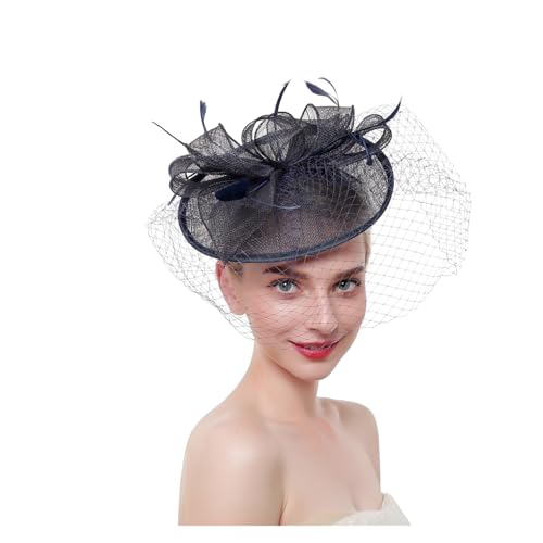 Fascinator-Hut mit Blumenmuster, Damen-Stirnband mit Federn und Netzstoff und Clip, Kopfbedeckung for Brauthochzeiten, Cocktail-/Teeparty(3) von TXLEAPEY