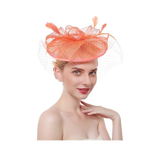 Fascinator-Hut mit Blumenmuster, Damen-Stirnband mit Federn und Netzstoff und Clip, Kopfbedeckung for Brauthochzeiten, Cocktail-/Teeparty(4) von TXLEAPEY
