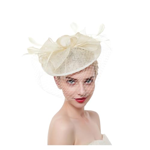 Fascinator-Hut mit Blumenmuster, Damen-Stirnband mit Federn und Netzstoff und Clip, Kopfbedeckung for Brauthochzeiten, Cocktail-/Teeparty(6) von TXLEAPEY