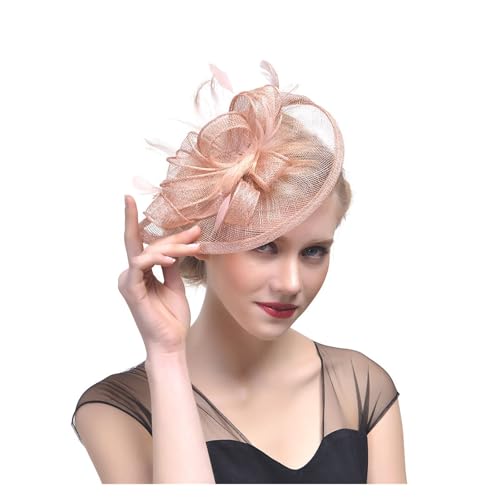 Fascinator-Hut mit Blumenmuster for die Teeparty, Damen-Stirnband mit Federn, Schleier und Netzstoff und Haarspange for den Cocktail(1) von TXLEAPEY