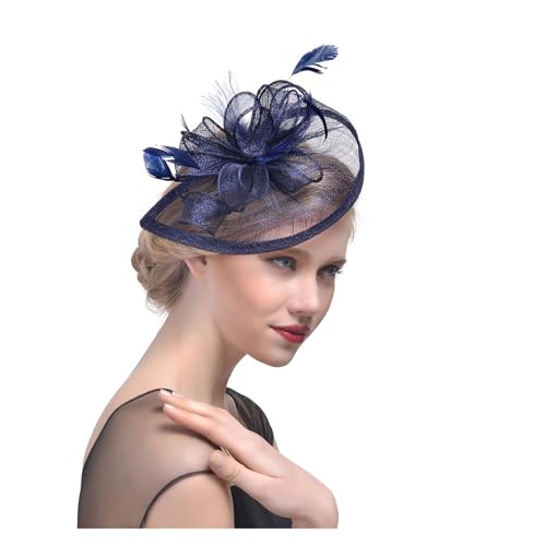 Fascinator-Hut mit Blumenmuster for die Teeparty, Damen-Stirnband mit Federn, Schleier und Netzstoff und Haarspange for den Cocktail(9) von TXLEAPEY