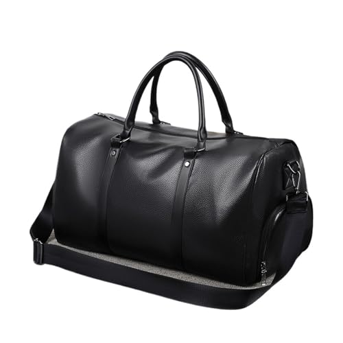 Leder Gym Business Handtasche Einkaufstasche Boston Schuhe Fitness Reise Duffle Gepäck Schulter Sport Seite for Männer Ehemann(Black) von TXLEAPEY