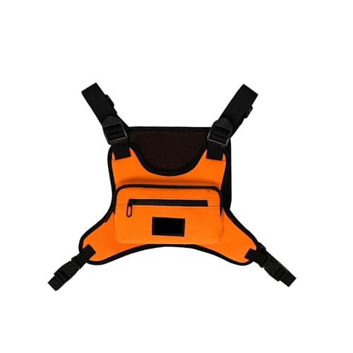 Männer Oxford Brust Packs Nylon Unisex Brust Taschen Hip Hop Multi-Pocket Weste Rucksäcke(Orange) von TXLEAPEY