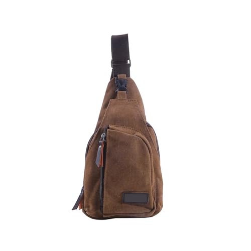 Männer Schulter Taschen Leinwand Taille Packs Sling Tasche Umhängetasche Outdoor Sport Brust Umhängetasche Männlichen Kleine Reise(Coffee) von TXLEAPEY