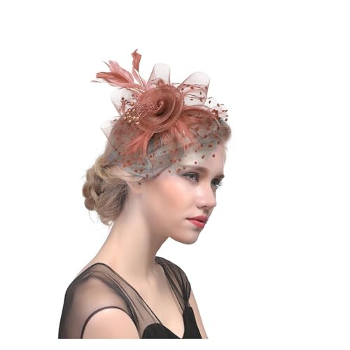 Party-Abschlussball-Braut-Feder-Kopfschmuck, Netzgarn, Haarnadelkopf, Blume, Exquisiter Kleiner Hut, Damen-Fascinator, Hut, Kopfschmuck For Mädchen(B) von TXLEAPEY