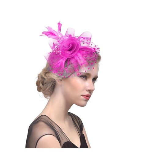 Party-Abschlussball-Braut-Feder-Kopfschmuck, Netzgarn, Haarnadelkopf, Blume, Exquisiter Kleiner Hut, Damen-Fascinator, Hut, Kopfschmuck For Mädchen(D) von TXLEAPEY