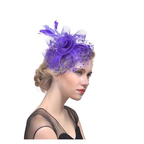 Party-Abschlussball-Braut-Feder-Kopfschmuck, Netzgarn, Haarnadelkopf, Blume, Exquisiter Kleiner Hut, Damen-Fascinator, Hut, Kopfschmuck For Mädchen(E) von TXLEAPEY