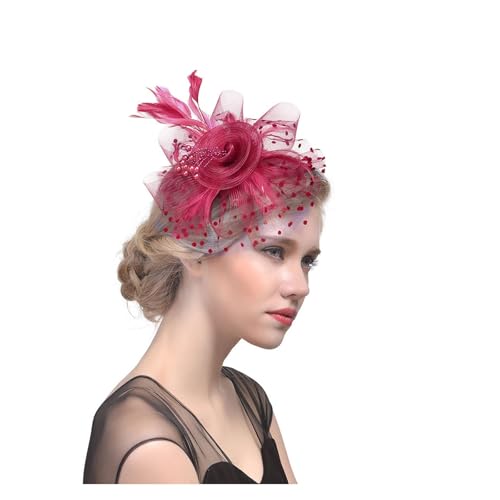 Party-Abschlussball-Braut-Feder-Kopfschmuck, Netzgarn, Haarnadelkopf, Blume, Exquisiter Kleiner Hut, Damen-Fascinator, Hut, Kopfschmuck For Mädchen(G) von TXLEAPEY