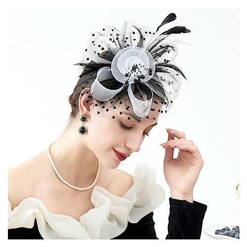 Party-Abschlussball-Braut-Feder-Kopfschmuck, Netzgarn, Haarnadelkopf, Blume, Exquisiter Kleiner Hut, Damen-Fascinator, Hut, Kopfschmuck For Mädchen(R) von TXLEAPEY