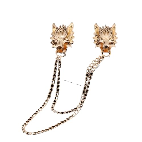 Persönlichkeit Legierung Brosche Pin Kleidung Hemd Kragen Revers Pins Metall Lange Kette Quaste Broschen for Männer Schmuck(Gold) von TXLEAPEY