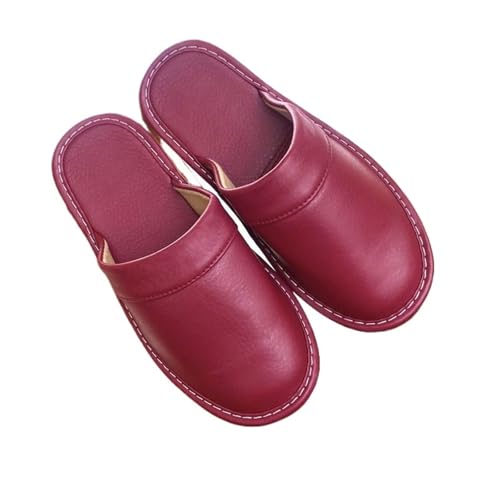Preiswerte Leder Hausschuhe Herren Indoor Slides Schuhe Große Größe 47-48 Mann Pantoletten Geschlossene Hausschuhe Unisex Paar Schuhe(Rose,37-38) von TXLEAPEY