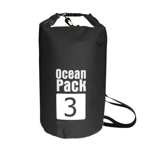 TXLEAPEY 2L/3L/5L/10L Wasserdichter Dry Bag Packsack Schwimmen Rafting Kajakfahren Fluss Trekking Segeln Kanu Bootfahren Wassersack(Black 3L) von TXLEAPEY