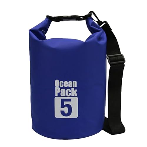 TXLEAPEY 2L/3L/5L/10L Wasserdichter Dry Bag Packsack Schwimmen Rafting Kajakfahren Fluss Trekking Segeln Kanu Bootfahren Wassersack(Dark Blue 5L) von TXLEAPEY