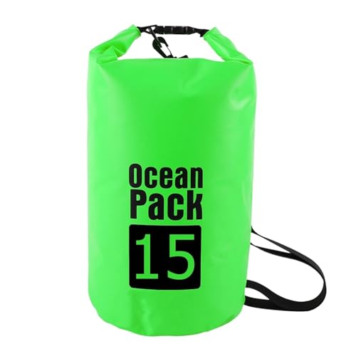 TXLEAPEY 2L/3L/5L/10L Wasserdichter Dry Bag Packsack Schwimmen Rafting Kajakfahren Fluss Trekking Segeln Kanu Bootfahren Wassersack(Green 15L) von TXLEAPEY