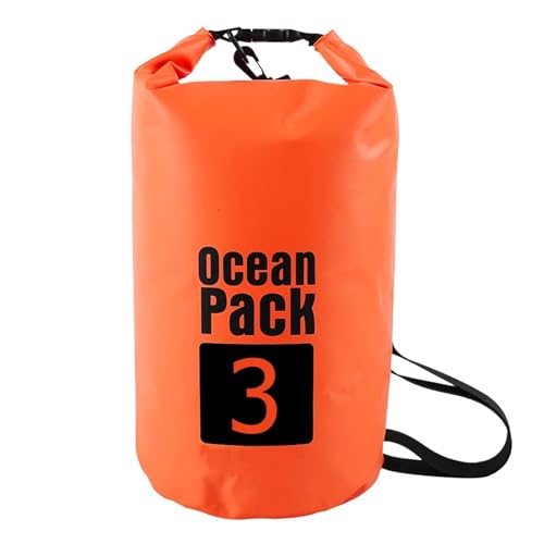 TXLEAPEY 2L/3L/5L/10L Wasserdichter Dry Bag Packsack Schwimmen Rafting Kajakfahren Fluss Trekking Segeln Kanu Bootfahren Wassersack(Orange 3L) von TXLEAPEY