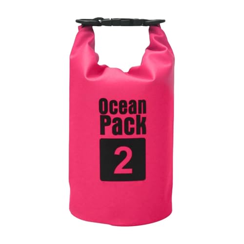 TXLEAPEY 2L/3L/5L/10L Wasserdichter Dry Bag Packsack Schwimmen Rafting Kajakfahren Fluss Trekking Segeln Kanu Bootfahren Wassersack(Pink 2L) von TXLEAPEY
