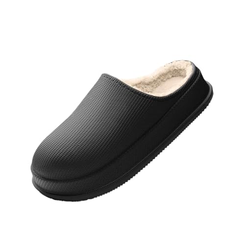 TXLEAPEY EVA Herbst Und Winter Hausschuhe Damen Herren Indoor Haushaltspantoffeln Übergröße 46 47 Paar Wasserdichte Rutschfeste Dicke Sohle(Black,38-39) von TXLEAPEY