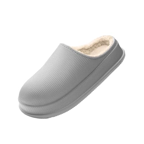 TXLEAPEY EVA Herbst Und Winter Hausschuhe Damen Herren Indoor Haushaltspantoffeln Übergröße 46 47 Paar Wasserdichte Rutschfeste Dicke Sohle(Light Gray,40-41) von TXLEAPEY