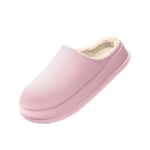 TXLEAPEY EVA Herbst Und Winter Hausschuhe Damen Herren Indoor Haushaltspantoffeln Übergröße 46 47 Paar Wasserdichte Rutschfeste Dicke Sohle(Pink,36-37) von TXLEAPEY