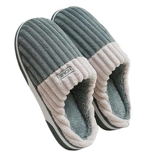 TXLEAPEY Große Größe 48 49 50 51 Männer Herbst Winter Hause Warme Plüsch Hausschuhe Große Plus Innen Schlafzimmer Casual Schuhe Pelzigen nicht Rutsch Folien(1,42-43) von TXLEAPEY