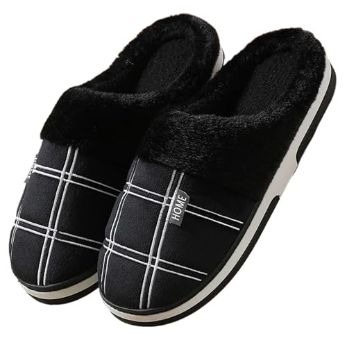 TXLEAPEY Große Größe 48 49 50 51 Männer Herbst Winter Hause Warme Plüsch Hausschuhe Große Plus Innen Schlafzimmer Casual Schuhe Pelzigen nicht Rutsch Folien(7,40-41) von TXLEAPEY