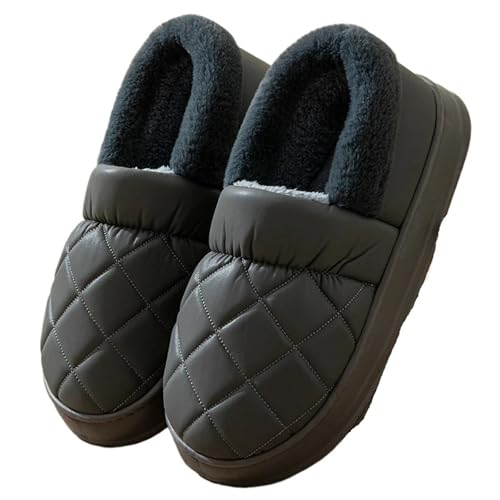 TXLEAPEY Große Größe 50 51 Männer Winter Warme Hausschuhe Wasserdicht Große Größe Hause Schlafzimmer Freizeitschuhe Haus Innen Rutschfeste Dicke Sohle Rutschen(Dark Blue,48-49) von TXLEAPEY