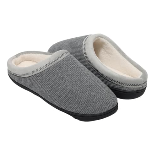 TXLEAPEY Herren Winter Hausschuhe Memory Foam Strapazierfähige Gummisohle Hausschuhe Weiche Bequeme Rutschfeste Baumwollschuhe(Gray,42-43) von TXLEAPEY