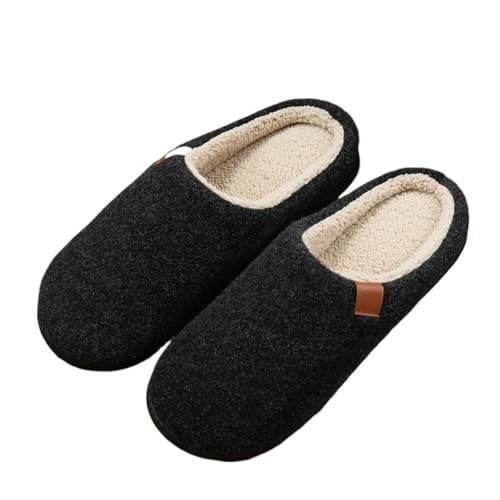 TXLEAPEY Herren Winter Hausschuhe Warme Baumwolle Hausschuhe Casual Indoor Schlafzimmer Boden Schuhe(Bla,42-43) von TXLEAPEY