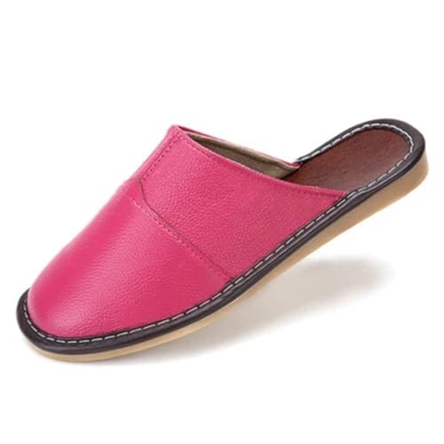 TXLEAPEY Leder Herren Hausschuhe Größe 35-44 Hause Männlichen Hausschuhe Luxuriöse Leder Unisex Schuhe(Rose red,36) von TXLEAPEY