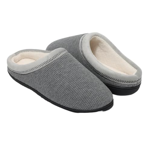 TXLEAPEY Memory Foam Herren-Hausschuhe, Superwarm, Weiche Gummisohle, Schlafzimmer-Hausschuhe, Langlebige, Rutschfeste Herrenschuhe For Drinnen Und Draußen(Gray,44-45) von TXLEAPEY