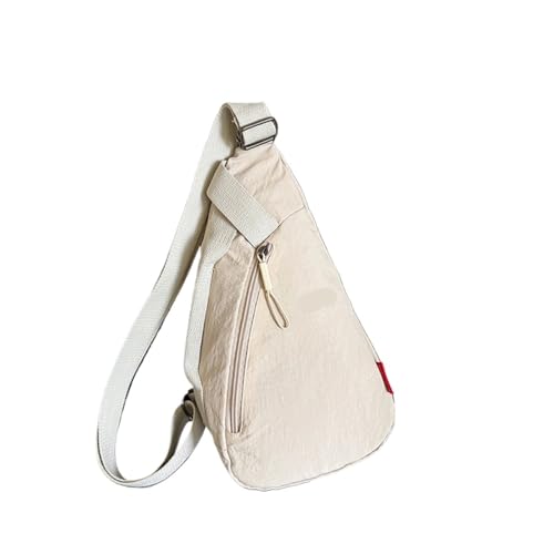 TXLEAPEY Nylon Wasserdichte Unisex Brusttasche Frauen Sport Telefon Umhängetasche Männer Radfahren Tragbare Vielseitige Umhängetasche(Beige) von TXLEAPEY