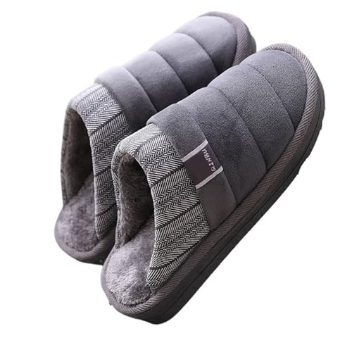 TXLEAPEY Plus Größe 48 49 Wasserdichte Männer Daunen Hausschuhe Winter Indoor Schuhe Männlichen Gummi Mans Flurry Slides Boden Hausschuhe Mann(MD-16 Gray,CN48-49) von TXLEAPEY