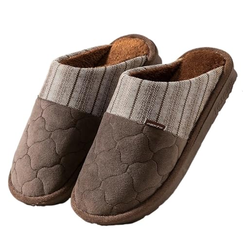 TXLEAPEY Plus Größe 48 49 Wasserdichte Männer Daunen Hausschuhe Winter Indoor Schuhe Männlichen Gummi Mans Flurry Slides Boden Hausschuhe Mann(MD-19 Brown,CN40-41) von TXLEAPEY