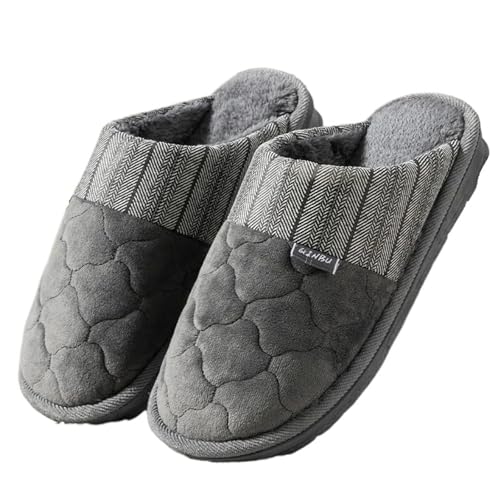 TXLEAPEY Plus Größe 48 49 Wasserdichte Männer Daunen Hausschuhe Winter Indoor Schuhe Männlichen Gummi Mans Flurry Slides Boden Hausschuhe Mann(MD-19 Gray,CN48-49) von TXLEAPEY