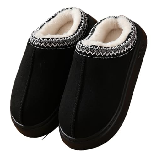 TXLEAPEY Schuhe For Männer Plateau Flauschige Hausschuhe Damen Paar Haus Wohnungen Mode Lässig Plüsch Winterschuhe Übergröße Schuhe Hausschuhe(Bla,44-45) von TXLEAPEY