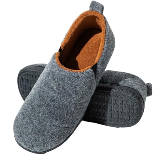 TXLEAPEY Winter Herren Baumwollschuhe Indoor Warm Fell Flauschige Herren Casual Hausschuhe Outdoor Rutschfeste Fuzzy Hausschuhe(Grey,45-46) von TXLEAPEY