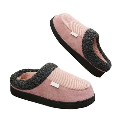 TXLEAPEY Winter Herren Baumwollschuhe Warme Plüsch Gefütterte Hausschuhe Herren Hausschuhe Outdoor Mode Rutschfeste Fuzzy Flauschige Herrenschuhe(Pink,36-37) von TXLEAPEY