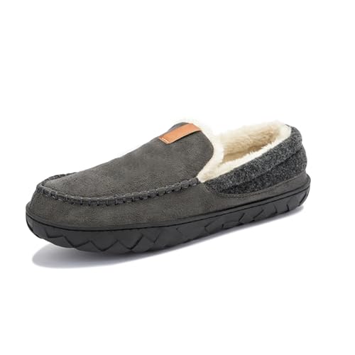TXLEAPEY Winter Herren Hausschuhe Hausschuhe Schuhe Trend Warme Stiefeletten Mann Baumwollschuhe Männlich Filz Slipper Mokassin Zimmer Schuhe(DarkGrey,44) von TXLEAPEY
